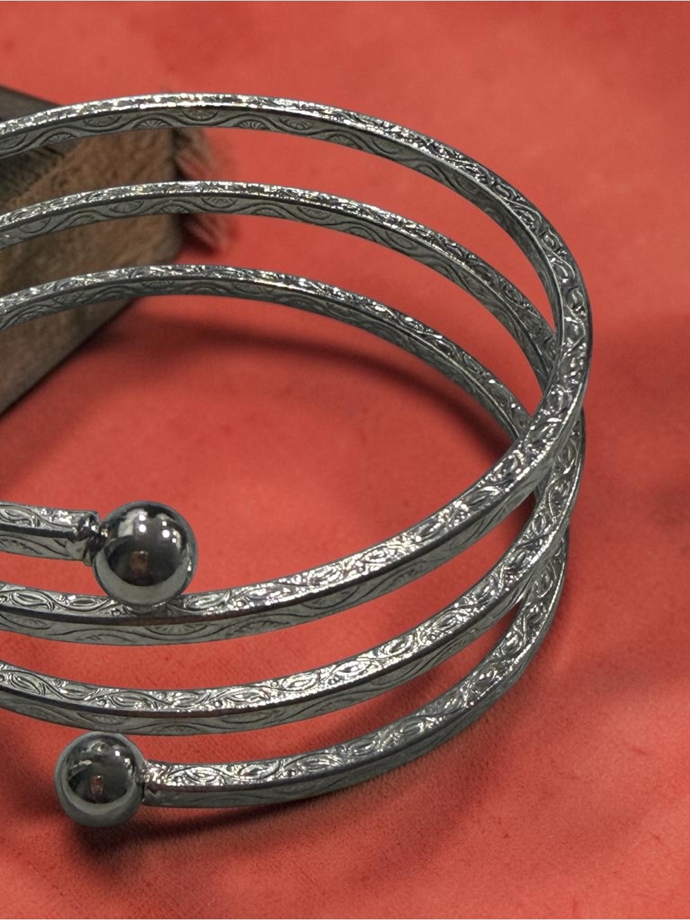 Intricate Silver-Tone Spiral Cuff Bracelet